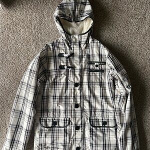 Burton Snowboarding Jacket Black and White Plaid from The White Collection